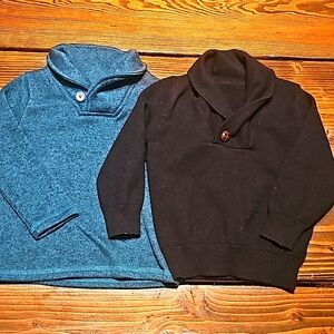2 Boys Longsleeve Pullover Sweaters Green and Black‎ Size 18 months